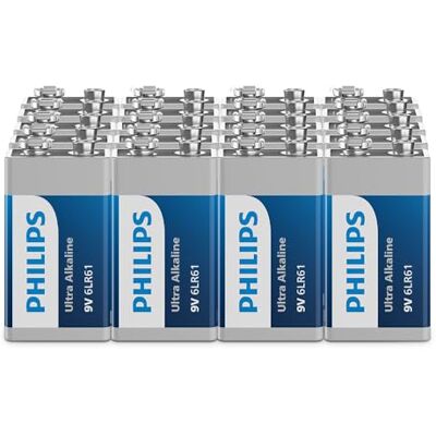 Philips Ultra 9V alkaliska batterier, 6LR61 – för rökdetektorer och radioer, 20 stycken Philips Ultra 9V alkaliska batterier, 6LR61 – för rökdetektorer och radioer, 20 stycken