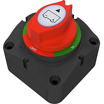 Offgridtec Batteriomkopplare för 12 V/24 V/36 V-system, 200 A kontinuerlig ström, M8-anslutningar, vridbrytare 1–2-Båda för dubbla batterikretsar, fukt- och UV-resistent, ABS-hölje Offgridtec Batteriomkopplare för 12 V/24 V/36 V-system, 200 A kontinuerlig ström, M8-anslutningar, vridbrytare 1–2-Båda för dubbla batterikretsar, fukt- och UV-resistent, ABS-hölje