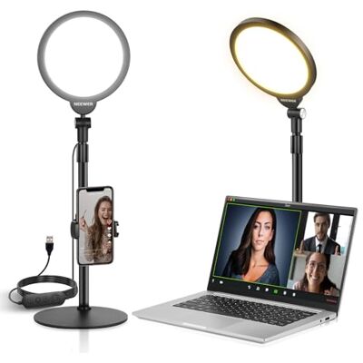 NEEWER Basics 7 tums skrivbordsringlampa för videoinspelning, 10 W dimbar helskärmsnyckelbelysning med stativ och telefonhållare för iPhone-dator, bärbar dator, vlog, livestreaming videokonferens, R06 NEEWER Basics 7 tums skrivbordsringlampa för videoinspelning, 10 W dimbar helskärmsnyckelbelysning med stativ och telefonhållare för iPhone-dator, bärbar dator, vlog, livestreaming videokonferens, R06