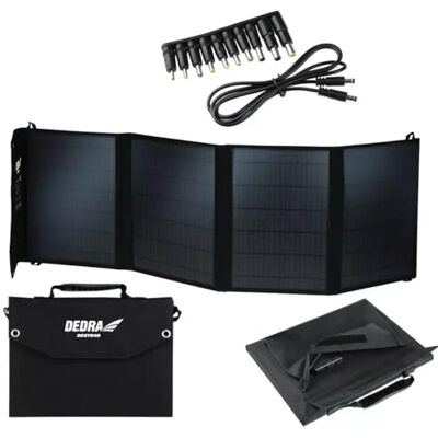 Dedra Solpanel balkongkraftverk stark 40 W DEZT0040 med LED-ljus, vikt 1,9 kg, IP65-skydd, monokristallina solmoduler, USB-solladdare, för camping, trädgårdar, balkonger och utomhus Dedra Solpanel balkongkraftverk stark 40 W DEZT0040 med LED-ljus, vikt 1,9 kg, IP65-skydd, monokristallina solmoduler, USB-solladdare, för camping, trädgårdar, balkonger och utomhus