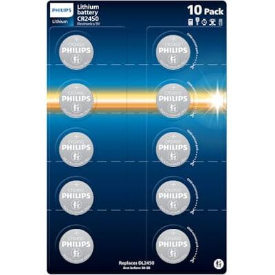 Philips Litium 3 volt CR2450 batterier – perfekt för medicin, leksaker och nyckelringar, 10 stycken Philips Litium 3 volt CR2450 batterier – perfekt för medicin, leksaker och nyckelringar, 10 stycken