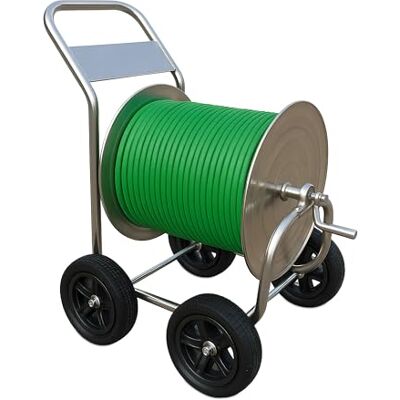 Relaxdays Slangvagn, upp till 200 m, mobil slangtrumma, HBT 100 x 73 x 57 cm, slangrulle, rostfritt stål, silver Relaxdays Slangvagn, upp till 200 m, mobil slangtrumma, HBT 100 x 73 x 57 cm, slangrulle, rostfritt stål, silver