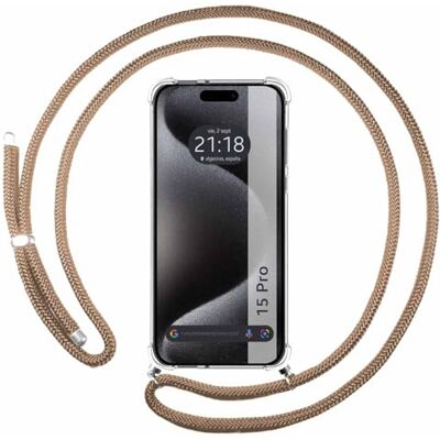 Stöttålig iPhone 15 Pro (6.1) skal med snöre Camel Stöttålig iPhone 15 Pro (6.1) skal med snöre Camel