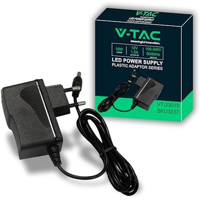 V-TAC Strömförsörjningsadapter 12 V, 18 W, 1,5 A, för kameror, LED-remsor, modem transformator laddare 12 V 2-stifts EU-kontakt för elektronisk utrustning AC 100-240 V 50/60Hz svart V-TAC Strömförsörjningsadapter 12 V, 18 W, 1,5 A, för kameror, LED-remsor, modem transformator laddare 12 V 2-stifts EU-kontakt för elektronisk utrustning AC 100-240 V 50/60Hz svart