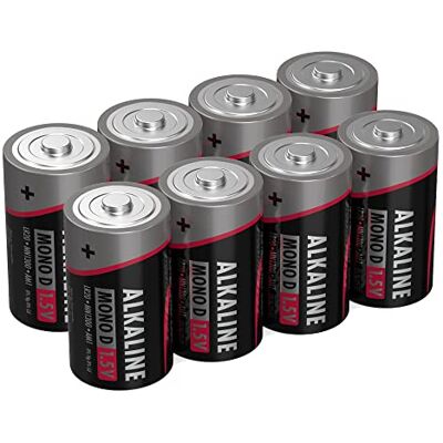 Ansmann Batterier Mono D LR20, 8 stycken 1,5 V – alkaliskt batteri, hållbart och läckagesäkert – perfekt för leksaker, LED-ficklampa, radio, modellbygge UVM, svart, 5015581-01 Ansmann Batterier Mono D LR20, 8 stycken 1,5 V – alkaliskt batteri, hållbart och läckagesäkert – perfekt för leksaker, LED-ficklampa, radio, modellbygge UVM, svart, 5015581-01