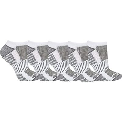Columbia Dam Pique Weave Mesh Top No Show with Arch Support, 6 par strumpor, vit/grå logotyp, en storlek Columbia Dam Pique Weave Mesh Top No Show with Arch Support, 6 par strumpor, vit/grå logotyp, en storlek