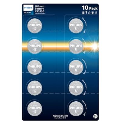 Philips Lithium 3 Volt CR2430 batterier – lämplig för klockor, termometrar och nyckelringar, paket med 10 Philips Lithium 3 Volt CR2430 batterier – lämplig för klockor, termometrar och nyckelringar, paket med 10