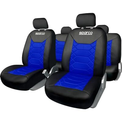 Sparco Komplett set SPC1016 universella bilstolsöverdrag svart/honungskaka blå Sparco Komplett set SPC1016 universella bilstolsöverdrag svart/honungskaka blå