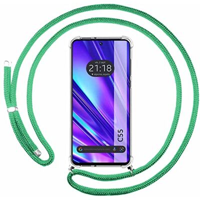 Tumundosmartphone Transparent hängande fodral för Realme C55 med Cordon Grön Vatten Tumundosmartphone Transparent hängande fodral för Realme C55 med Cordon Grön Vatten