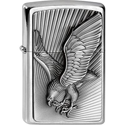 Zippo stormtändare Eagle, borstad krom, emblem, påfyllningsbar, återanvändbar, vindskyddad, presentförpackning, tillverkad i USA Zippo stormtändare Eagle, borstad krom, emblem, påfyllningsbar, återanvändbar, vindskyddad, presentförpackning, tillverkad i USA