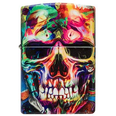 Zippo Stormtändare – Abstract Skull – 540 färgtryck på vit matt finish – påfyllningsbar – återanvändbar – vindtät design – presentförpackning – tillverkad i USA Zippo Stormtändare – Abstract Skull – 540 färgtryck på vit matt finish – påfyllningsbar – återanvändbar – vindtät design – presentförpackning – tillverkad i USA