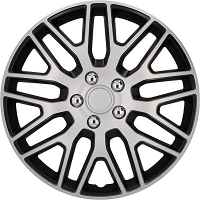 Cartrend Navkapslar gren, 35 cm (14 tum), för alla vanliga stålfälgar, tillverkade av speciell ABS-kvalitetsplast, slagtålig, tvåskikts metallisk lackering, kan övermålas, svart-silver, 4 stycken Cartrend Navkapslar gren, 35 cm (14 tum), för alla vanliga stålfälgar, tillverkade av speciell ABS-kvalitetsplast, slagtålig, tvåskikts metallisk lackering, kan övermålas, svart-silver, 4 stycken