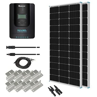 Renogy 200 W 12 V monokristallin panel startare 40 A Rover MPPT-kontroll/montering Z-fästen/lådkabel/adapterkit, husbil solladdning, båtar, off-grid system Renogy 200 W 12 V monokristallin panel startare 40 A Rover MPPT-kontroll/montering Z-fästen/lådkabel/adapterkit, husbil solladdning, båtar, off-grid system