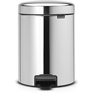 Brabantia NewIcon Treteimer sanft schließend, Kunststoff-Inneneimer, Brilliant Steel, 5 Liter