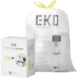 EKO Extra starka 21 gallon stora soppåsar, kraftiga dragskoväskor för kök och hushåll (80 L), läckagesäker, 110 Count, kod G EKO Extra starka 21 gallon stora soppåsar, kraftiga dragskoväskor för kök och hushåll (80 L), läckagesäker, 110 Count, kod G