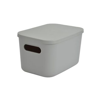 Homéa , Låda med plastlock 4,5 L 25 x 17,5 x h.14,5 cm grå Homéa , Låda med plastlock 4,5 L 25 x 17,5 x h.14,5 cm grå