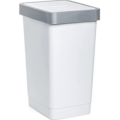 Tatay Köksavfallshink med Svänglock Smart 25 L, 26x34x47 Cm, för Hemmet Avfallshink för Avfall För 30 L Soppåsar Tålig BPA-Fri Plast Kompakt och Funktionell Design Enkel Rengöring, Vit Tatay Köksavfallshink med Svänglock Smart 25 L, 26x34x47 Cm, för Hemmet Avfallshink för Avfall För 30 L Soppåsar Tålig BPA-Fri Plast Kompakt och Funktionell Design Enkel Rengöring, Vit