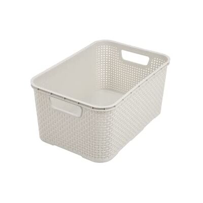 Essential Foods universell, multifunktionell korg i rottingdesign, storlek L 19 l, BPA-fri plast PP, grädde, 38 x 27,8 x 18,5 cm Essential Foods universell, multifunktionell korg i rottingdesign, storlek L 19 l, BPA-fri plast PP, grädde, 38 x 27,8 x 18,5 cm