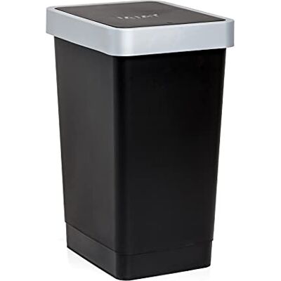 Tatay Köksavfallshink med Svänglock Smart 25 L, 26x34x47 Cm, för Hemmet Avfallshink för Avfall För 30 L Soppåsar Tålig BPA-Fri Plast Kompakt och Funktionell Design Enkel Rengöring, Svart Tatay Köksavfallshink med Svänglock Smart 25 L, 26x34x47 Cm, för Hemmet Avfallshink för Avfall För 30 L Soppåsar Tålig BPA-Fri Plast Kompakt och Funktionell Design Enkel Rengöring, Svart
