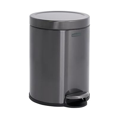 Rubbermaid Gummistor rostfritt stål rund trappa på papperskorg för hem och badrum, 1,6 gallon, kol Rubbermaid Gummistor rostfritt stål rund trappa på papperskorg för hem och badrum, 1,6 gallon, kol
