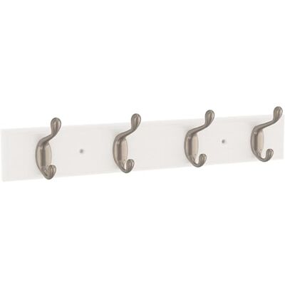 Franklin Brass Casual Curve Wall Mounted Pure White 16 in. Coat Rack, 4 Nickel Hooks, B46717K-PMN-C Franklin Brass Casual Curve Wall Mounted Pure White 16 in. Coat Rack, 4 Nickel Hooks, B46717K-PMN-C