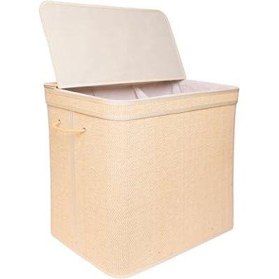 Relaxdays Tvättkorg med lock bambu 170 l 3 innerfack H x B x D 61 x 67 x 44 cm tvättkorg för badrum natur Relaxdays Tvättkorg med lock bambu 170 l 3 innerfack H x B x D 61 x 67 x 44 cm tvättkorg för badrum natur