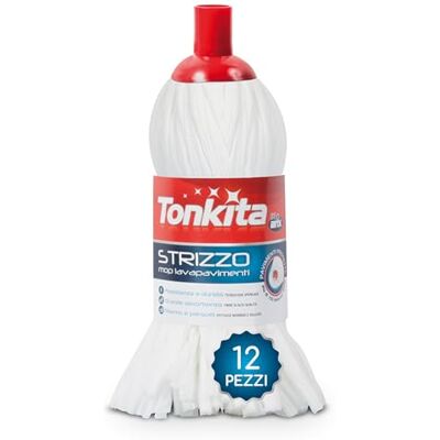 Tonkita 12 Strizzo Mop golvmopp, mycket rengörande och absorberande fläckbehandlade fibrer, för alla typer av golv, ultratät, mopp ersättning 12-pack Tonkita 12 Strizzo Mop golvmopp, mycket rengörande och absorberande fläckbehandlade fibrer, för alla typer av golv, ultratät, mopp ersättning 12-pack