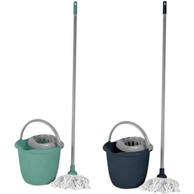 Urban Living Palia spansk hink 10L + handtag 1.1M+MOP 2 färger midnatt blå/dammig jade Urban Living Palia spansk hink 10L + handtag 1.1M+MOP 2 färger midnatt blå/dammig jade