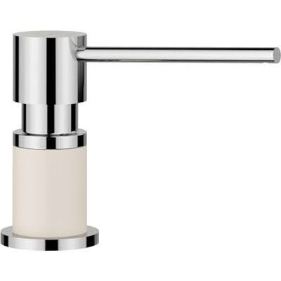 Blanco LATO Diskmedelsdispenser mjuk vit/krom Lämplig för alla -köksarmaturer bekväm att fylla ovanifrån Diskbänk tvåldispenser 35 mm hålhål krävs flaskinnehåll 300 ml Blanco LATO Diskmedelsdispenser mjuk vit/krom Lämplig för alla -köksarmaturer bekväm att fylla ovanifrån Diskbänk tvåldispenser 35 mm hålhål krävs flaskinnehåll 300 ml