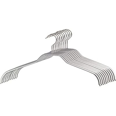 MAWA Klädhängare, Silhouette F, 10 Stycken, Platsbesparande, Hållbar Klädgalge i Metall, Perfekt för T-shirts och Tröjor, 360° Roterande Krok, Halkfri Beläggning, 41 cm, Silver MAWA Klädhängare, Silhouette F, 10 Stycken, Platsbesparande, Hållbar Klädgalge i Metall, Perfekt för T-shirts och Tröjor, 360° Roterande Krok, Halkfri Beläggning, 41 cm, Silver