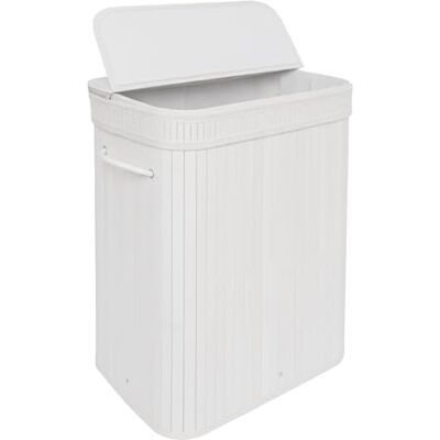 Relaxdays Tvättkorg med lock bambu 72 l hopfällbar tvättkorg H x B x D 60 x 40 x 30 cm tvättkorg för badrum vit Relaxdays Tvättkorg med lock bambu 72 l hopfällbar tvättkorg H x B x D 60 x 40 x 30 cm tvättkorg för badrum vit