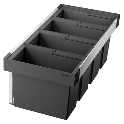 Blanco FLEXON II låg 90/4 Avfallssystem för 90 cm breda underskåp System för installation i lådor 3 x 19 liter och 1 x 16 liters hink Minsta installationshöjd: 324 mm Blanco FLEXON II låg 90/4 Avfallssystem för 90 cm breda underskåp System för installation i lådor 3 x 19 liter och 1 x 16 liters hink Minsta installationshöjd: 324 mm