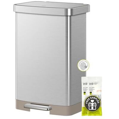 EKO Hudson Matt Rostfri 50 Liter/13,2 Gallon Trasburk med Bakre Papperskorg Förvaringsutrymme EKO Hudson Matt Rostfri 50 Liter/13,2 Gallon Trasburk med Bakre Papperskorg Förvaringsutrymme
