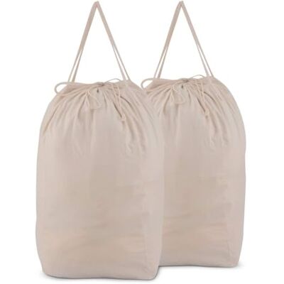 MCleanPin Tvättväskor i bomull med handtag, smutstvätt förvaring för studentrum eller resor, tvättfoder passar tvättkorg eller korg, 2-pack, brun (beige) MCleanPin Tvättväskor i bomull med handtag, smutstvätt förvaring för studentrum eller resor, tvättfoder passar tvättkorg eller korg, 2-pack, brun (beige)