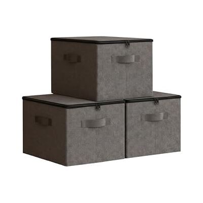 Relaxdays förvaringsväskor set med 3, 90 l, dragkedja, för sängkläder, kläder, tvätt, 25 x 40 x 30 cm, mörkgrå Relaxdays förvaringsväskor set med 3, 90 l, dragkedja, för sängkläder, kläder, tvätt, 25 x 40 x 30 cm, mörkgrå
