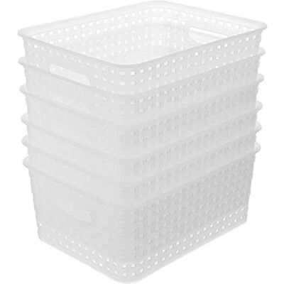 ZHENFAN Klar förvaringskorg i plast, 6-pack vävd korg organiserare för kök kontor badrum ZHENFAN Klar förvaringskorg i plast, 6-pack vävd korg organiserare för kök kontor badrum