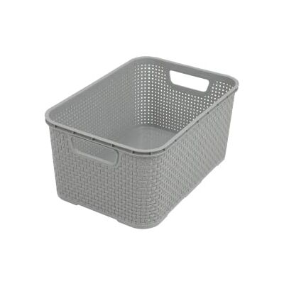 Essential Foods universell, multifunktionell korg i rottingdesign, storlek L 19 l, BPA-fri plast PP, ljusgrå, 38 x 27,8 x 18,5 cm Essential Foods universell, multifunktionell korg i rottingdesign, storlek L 19 l, BPA-fri plast PP, ljusgrå, 38 x 27,8 x 18,5 cm