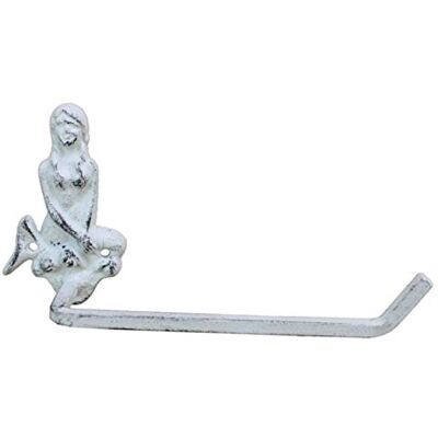Hampton Nautical Hampton nautisk vitkalkad gjutjärn sjöjungfru toalettpappershållare 25,4 cm badrum strand heminredning Hampton Nautical Hampton nautisk vitkalkad gjutjärn sjöjungfru toalettpappershållare 25,4 cm badrum strand heminredning