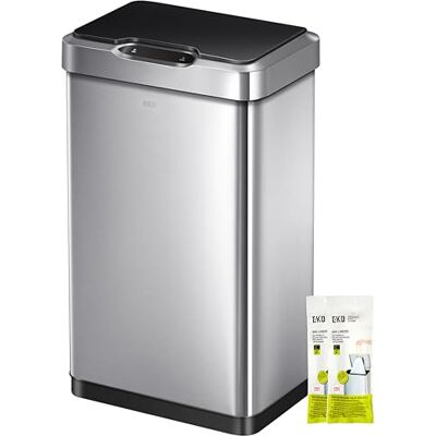 EKO Mirage-T 50 l rektangulär papperskorg med rörelsesensor – finish i borstat rostfritt stål EKO Mirage-T 50 l rektangulär papperskorg med rörelsesensor – finish i borstat rostfritt stål