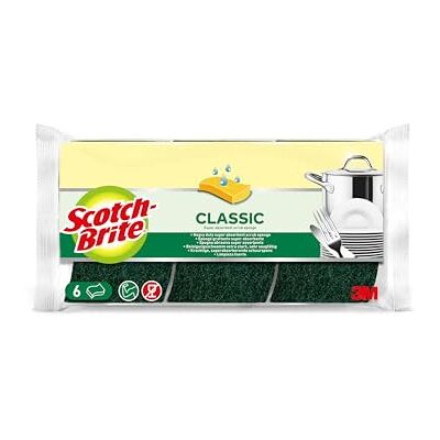 Scotch-Brite Klassisk cellulosa skrapsvamp, 6 per paket, avlägsnar fett och perfekt för att torka av stänk Scotch-Brite Klassisk cellulosa skrapsvamp, 6 per paket, avlägsnar fett och perfekt för att torka av stänk