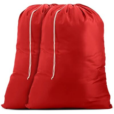 Handy Laundry Praktisk tvätt nylon XL – stor kapacitet med låsdragsko, maskintvättbar, passar tvättkorgar eller korgar, rymmer 3 massor av kläder – röd (förpackning med 2) Handy Laundry Praktisk tvätt nylon XL – stor kapacitet med låsdragsko, maskintvättbar, passar tvättkorgar eller korgar, rymmer 3 massor av kläder – röd (förpackning med 2)