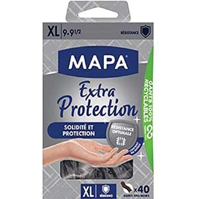 MAPA Professional MAPA extra skydd fina pulverfria vitrilhandskar återvinningsbara med TerraCycle® styrka och skydd låda med 40 handskar storlek XL MAPA Professional MAPA extra skydd fina pulverfria vitrilhandskar återvinningsbara med TerraCycle® styrka och skydd låda med 40 handskar storlek XL