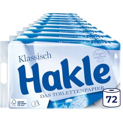 Hakle Krok klassisk toalettpapper – 72 rullar, skonsam rengöring och vård för välbefinnande Hakle Krok klassisk toalettpapper – 72 rullar, skonsam rengöring och vård för välbefinnande