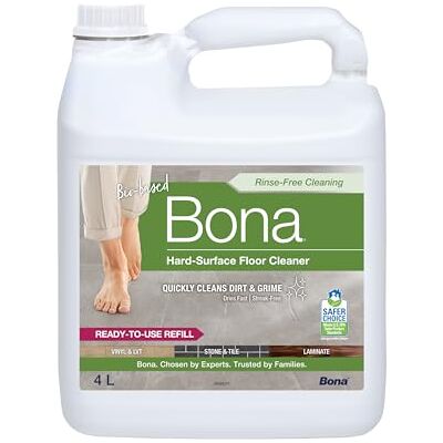 Bona Rengöringsmedel för Hårda Golv, Refill 4 L För LVT, linoleum, klinker, sten och vinyl, Refill för spraymopp och flaska, Storpack 4 L, Snabbtorkande och ränderfri Bona Rengöringsmedel för Hårda Golv, Refill 4 L För LVT, linoleum, klinker, sten och vinyl, Refill för spraymopp och flaska, Storpack 4 L, Snabbtorkande och ränderfri
