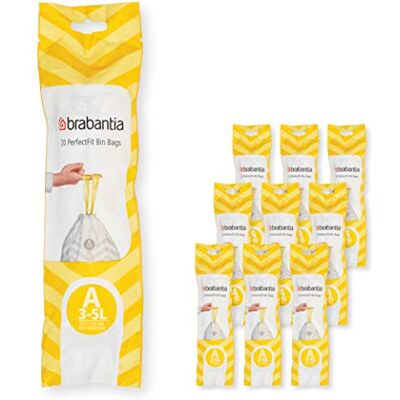 Brabantia Müllbeutel PerfectFit Multipack, Vit Kod A, 200 Påsar Brabantia Müllbeutel PerfectFit Multipack, Vit Kod A, 200 Påsar