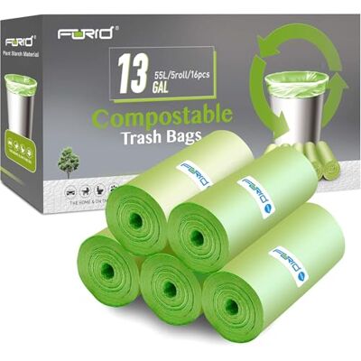 FORID Komposterbara soppåsar – 13 gallon höga sopsäckar för kök, 80 st oparfymerade papperskorgar, 55 liter, medium avfallspåsar, för badrum, hem, sovrum, kontor, soptunna (5rullar/grön) FORID Komposterbara soppåsar – 13 gallon höga sopsäckar för kök, 80 st oparfymerade papperskorgar, 55 liter, medium avfallspåsar, för badrum, hem, sovrum, kontor, soptunna (5rullar/grön)