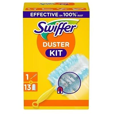 Swiffer Dammmagnet startset (1 handtag + 13 påfyllningsdukar) fångar och stänger 3 gånger mer damm och hår än konventionella dammvippor Swiffer Dammmagnet startset (1 handtag + 13 påfyllningsdukar) fångar och stänger 3 gånger mer damm och hår än konventionella dammvippor