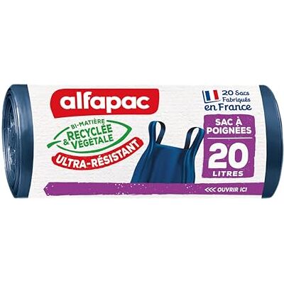 Alfapac soppåse, 20 l, med handtag, mycket tålig, vegetal ursprung, 2 stycken, marinblå/svart, 45 x 57 cm, 20 stycken Alfapac soppåse, 20 l, med handtag, mycket tålig, vegetal ursprung, 2 stycken, marinblå/svart, 45 x 57 cm, 20 stycken