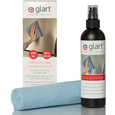 Glart Rostfritt stål rengöring 250 ml och mikrofiberduk, 45 ER, vit, normal Glart Rostfritt stål rengöring 250 ml och mikrofiberduk, 45 ER, vit, normal