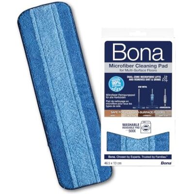 Bona Mikrofibermopp för Våttorkning, Moppdyna för Golv, 1-pack Mikrofiberdyna med dubbla rengöringszoner, för trägolv, laminat, klinker, sten och LVT, maskintvättbar, kardborrefäste Bona Mikrofibermopp för Våttorkning, Moppdyna för Golv, 1-pack Mikrofiberdyna med dubbla rengöringszoner, för trägolv, laminat, klinker, sten och LVT, maskintvättbar, kardborrefäste